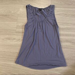 Saks 5th Avenue, blue ruched sleeveless blouse